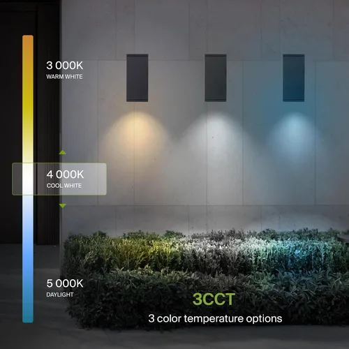 Vista 4 de ASD Lámpara de pared LED cuadrada de 1 luz para exteriores del anochecer al amanecer, 9 W, 1000 lúmenes, 3000 K-5000 K, 120 V, cilíndrica hacia