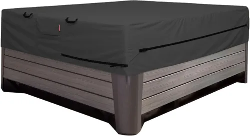 Vista 8 de Porch Shield Cubierta impermeable y resistente al desvanecimiento de 600D para bañera de hidromasaje de exterior 80 x 80 pulgadas, protector de SPA