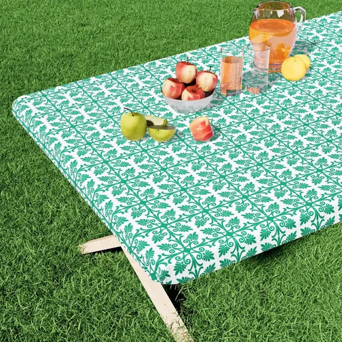 Vista 29 de Misaya - Mantel de vinilo rectangular, mantel elástico con respaldo de franela, 100% impermeable, cubierta de plástico para mesas plegables de 4