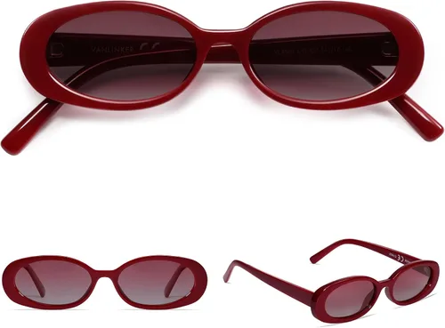 Vista 2 de VANLINKER Polarized Retro Oval Sunglasses for Women and Men Small 90s Style VL9580