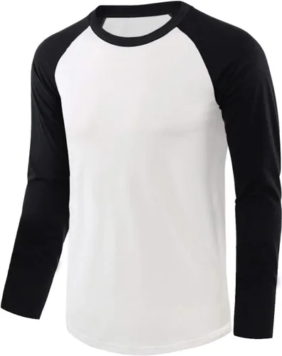 Vista 11 de Camisetas de béisbol deportivas básicas de algodón suave de manga larga raglán 3/4 para hombre