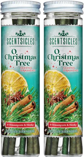 Vista 14 de Scentsicles Adornos para árbol de Navidad perfumados de abeto blanco de invierno, 2 botellas (12 varillas en total)