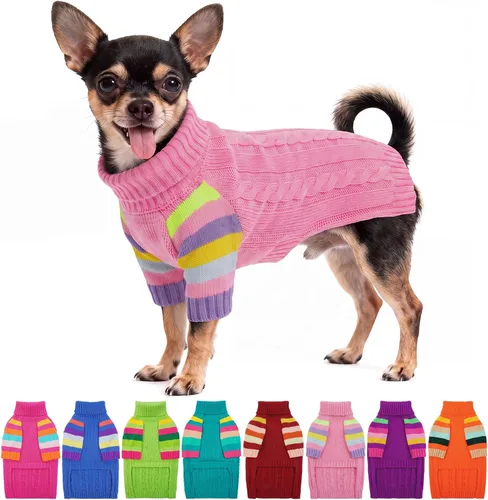 Vista 16 de Suéter XS para perro, suéter de cuello alto con manga para Yorkie Azul