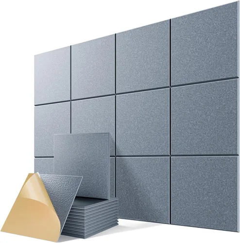 Vista 36 de Paquete de 6 paneles acústicos autoadhesivos, paneles de espuma de alta densidad a prueba de sonido de 12 x 12 x 0.4 pulgadas para paredes, paneles