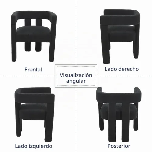 Vista 2 de Juego de 4 Sillas de Comedor Modernas, Sillas Barrel para Sala de Estar, Sillón de Tela, Silla Barrel Tapizada para Sala de Estar Cocina Recepción