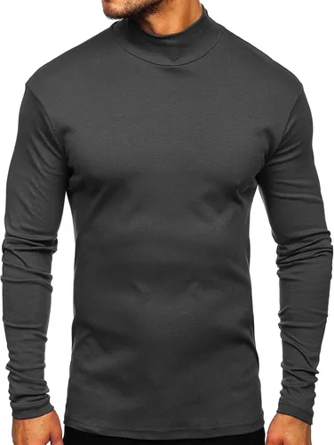Vista 3 de Rela Bota Suéter de manga larga con cuello alto para hombre, diseño básico, elástico, ajustado