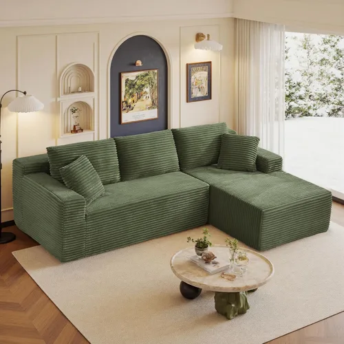 Vista 11 de Sofás seccionales de 105" para sala de estar, sofá cloud con forma de L tapizado, sofás modulares sin estructura rígida, sofá seccional moderno