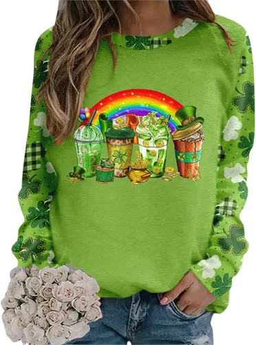 Vista 3 de FAMOORE Lightweight Zip up Women Crewneck Green Sweatshirt Raglan Sleeve Shirt Pullover Tops Cotton Christmas Sweaters