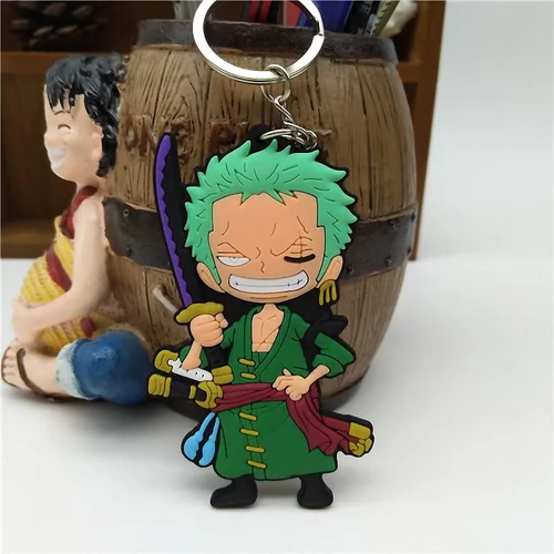 Vista 2 de Wiazhu Onepiece - Figura de anime japonés, Roronoa Zoro, llaveros de mercancía