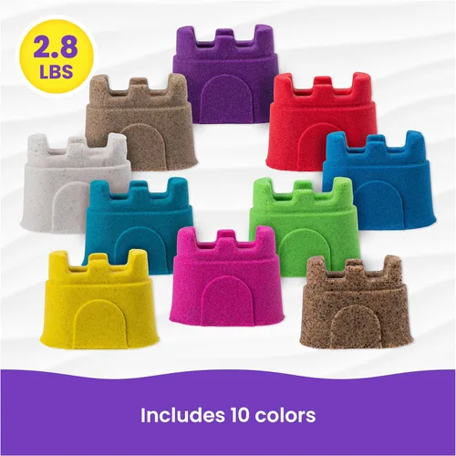 Vista 5 de Kinetic Sand, paquete de 10 contenedores de castillo de 10 colores de arena de juego para recuerdos de fiesta, bolsas de regalo, regalos