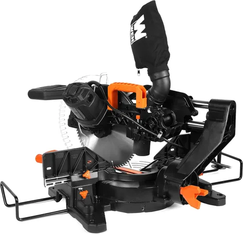 Vista 6 de WEN MM1215 Sierra ingletadora compuesta deslizante de doble bisel de 15 amperios y 12 pulgadas con línea de corte LED
