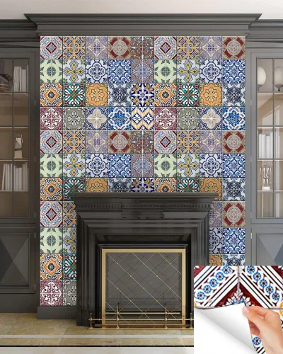 Vista 5 de Backsplash - Calcomanías para azulejos de despegar y pegar, juego de 24 unidades, calcomanías auténticas para azulejos de baño, calcomanías de pared