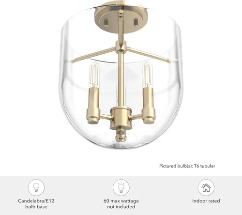 Vista 8 de Hunter - Sacha Alturas Gold de 3 luces, luz empotrada de tamaño mediano, regulable, estilo moderno, en forma de urna, para dormitorios, cocinas