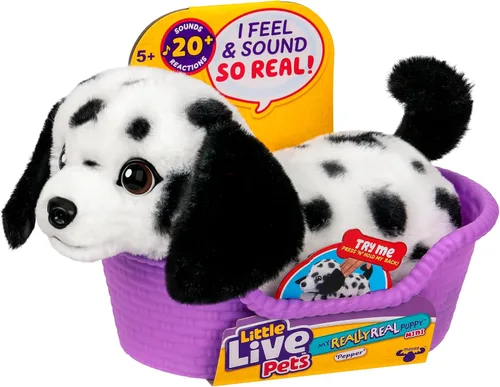 Vista 8 de Little Live Pets Mi cachorro realmente real Mini Aurora El Husky, juguete de peluche interactivo con cesta de exhibición, más de 20 sonidos