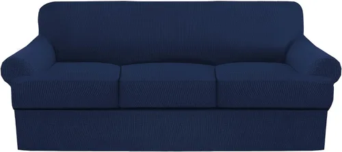 Vista 11 de Funda de sofá con cojín en T de alta calidad, juego de 4 piezas para sofás con cojines en T (se adapta a 72-90 pulgadas), protector de muebles suave