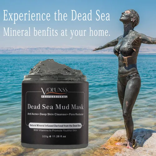 Vista 5 de Máscara de barro del Mar Muerto para cara y cuerpo, mascarilla de limpieza profunda para el acné, minimizador de poros, removedor natural de puntos