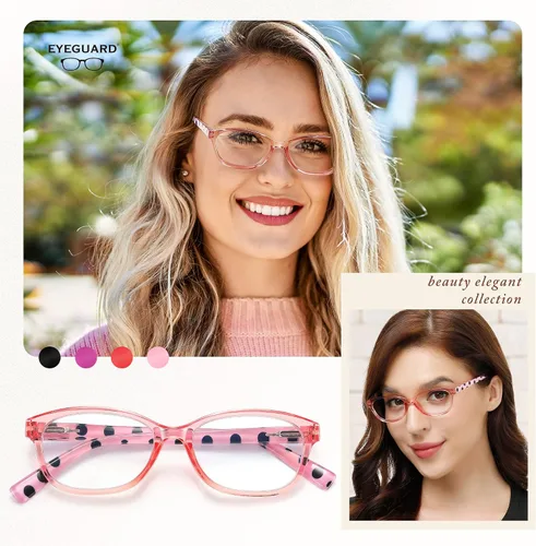 Vista 2 de EYEGUARD - Gafas de lectura con lunares de moda para mujer, 4 pares con bisagra de resorte