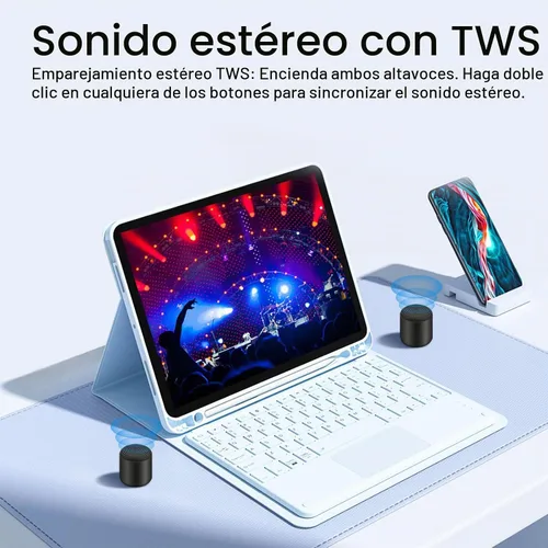Vista 3 de Mini altavoz Bluetooth – Pequeños altavoces Bluetooth portátiles inalámbricos con TWS estéreo, sonido HD de 5 W, Bluetooth 5.3, 8 horas