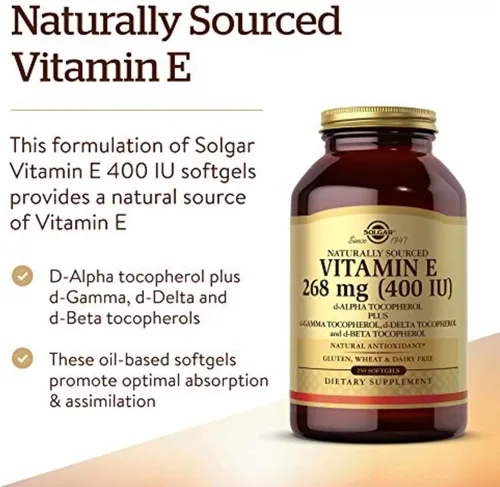Vista 3 de Mezcla de cápsulas blandas de vitamina E 400 IU (D-Alfa-tocoferol y tocoferol mixto), E3542, 1, 1