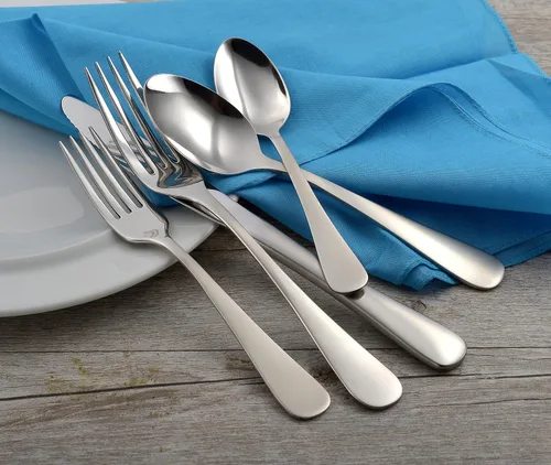Vista 5 de Liberty Tabletop Satin Annapolis - Juego de cubiertos de 45 piezas para 8, fabricado en Estados Unidos