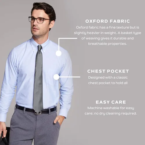 Vista 5 de Van Heusen - Camisa de vestir para hombre, corte regular Oxford lisa