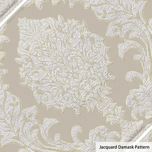 Vista 5 de Loom and Mill Juego de 4 Manteles Individuales de Damasco de Lujo, Manteles Individuales de Mesa Jacquard Beige Antideslizantes para Hogar Cocina