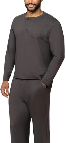 Vista 3 de PajamaGram Conjunto de pijama para hombre, clásico, 100% algodón Negro