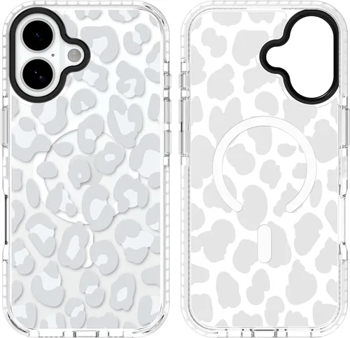 Vista 29 de SAKUULO Funda magnética para iPhone 11 Pro Max [Compatible con MagSafe] Patrón de Estampado de Leopardo Gris Claro Funda de Carga Inalámbrica
