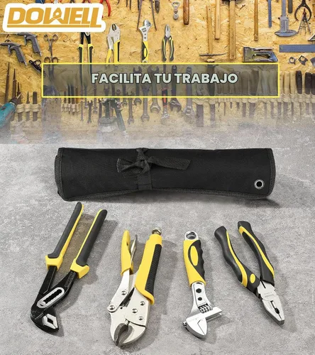 Vista 7 de DOWELL Juego de alicates de 4 piezas, combinación de 8 y 10 pulgadas, alicates para juntas de bloqueo y ranura, llave ajustable, bolsa