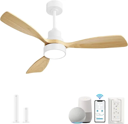 Vista 12 de Sofucor Ventilador de techo inteligente de 48 pulgadas con luces y control remoto/aplicación, compatible con Alexa/Google, ventilador de techo