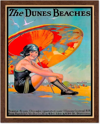 Vista 19 de Poster Master Póster de viaje vintage, impresión retro de playas de dunas - Arte de línea South Shore - Regalo para él, ella, amante de los viajes