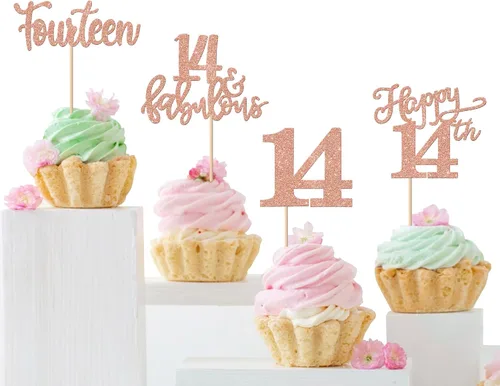 Vista 53 de Rsstarxi Paquete de 24 adornos con purpurina para cupcakes de 30 cumpleaños, treinta y 30 fabulosas selecciones de cupcakes, decoraciones para feliz