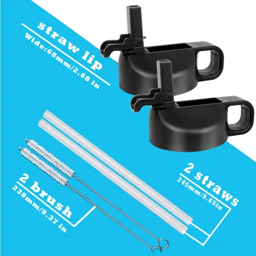 Vista 7 de Tapa de popote para botella de agua de boca ancha de 12, 32, 40, 64 onzas, tapas compatibles con Hydro Flask Sports Water Bottle Tapa superior