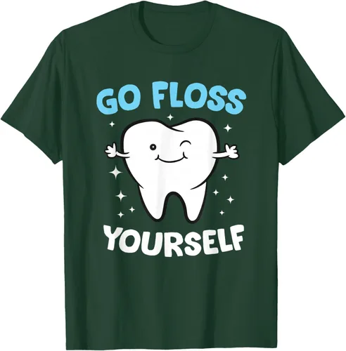 Vista 71 de Camiseta higienista dental, asistente dental, Go Floss Yourself dentista, Negro, S