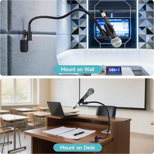Vista 2 de Soporte de pared para micrófono flexible de alta calidad, soporte de pared para micrófono de escritorio con cuello de cisne, brazo de micrófono