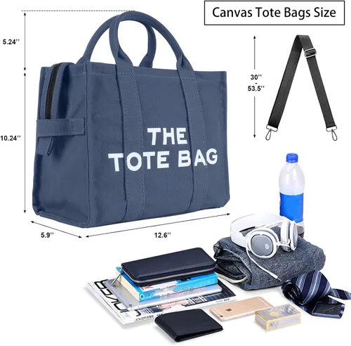 Vista 2 de The Tote Bags for Women,CanvasLeather Tote bag with Zipper,Shoulder,Crossbody,Handbag for Travel, School, Work