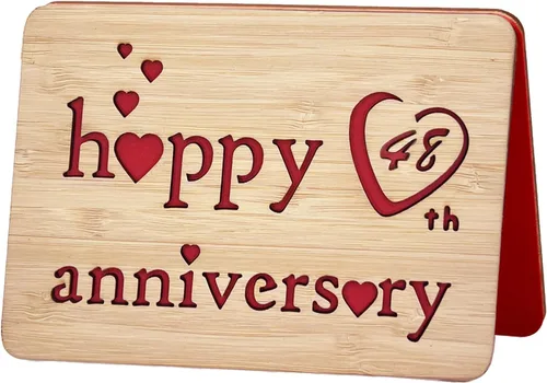 Vista 17 de Tarjeta de felicitación de madera para el primer aniversario, hecha a mano, 1 año, aniversario de boda, tarjeta de primer aniversario para ella, él