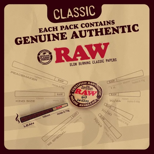 Vista 5 de RAW Cones Lean Size Classic - Paquete de 50 conos rodantes de combustión lenta con puntas