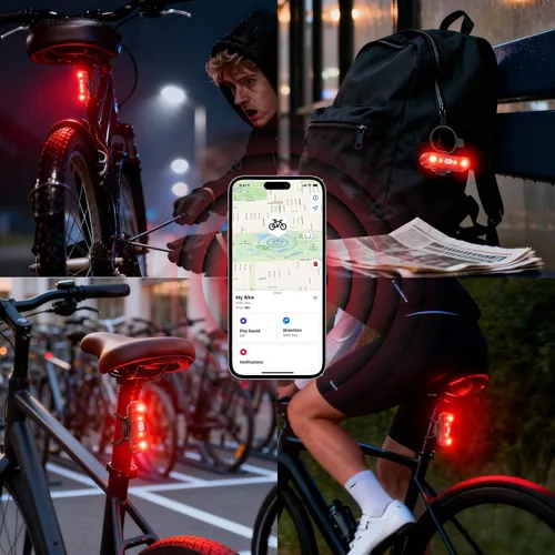 Vista 7 de Luz trasera de bicicleta Chtoocy con rastreador de bicicleta, pista GPS en tiempo real (solo iOS)