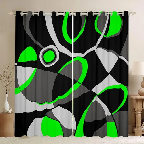 Vista 36 de Feelyou Cortinas de videojuegos negro y gris para niños, dormitorio, música, audífonos, notas, cortinas de ventana, para niños, adolescentes