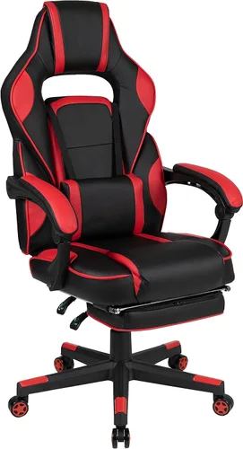 Vista 24 de Flash Furniture X20 - Silla giratoria de policarbonato ergonómica y ajustable con respaldo completamente reclinable en LeatherSoft negro