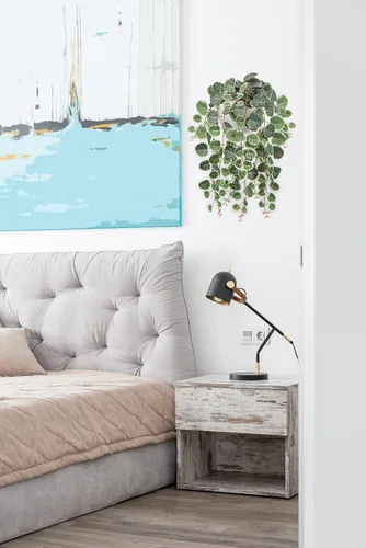 Vista 6 de Briful Plantas colgantes de imitación para interiores de 17 pulgadas, cadena artificial de corazón con semicírculo para montaje en pared, plantas