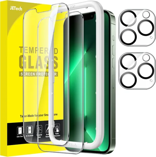 Vista 18 de JETech Protector de pantalla para iPhone 11 de 6.1 pulgadas con protector de lente de cámara, película de vidrio templado, paquete de 2