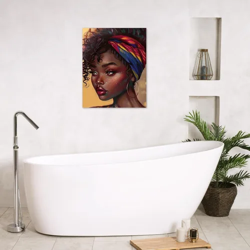Vista 4 de HVEST Arte de pared afroamericano para baño, imágenes de mujer negra a la moda, decoración de pared, hermosa chica negra, arte abstracto de pared