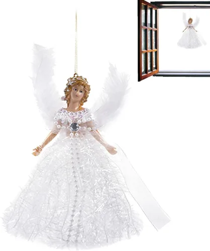 Vista 3 de Colgante de decoración de árbol de hadas, 0.88 oz, árbol de estatua de ángel superior, adornos de árbol de hadas, ángel para decoración de Navidad