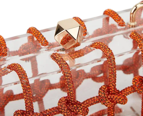 Vista 5 de Pocadri Bolsos de noche de acrílico tejido para mujer, elegante banquete con diamantes de imitación, bolso cruzado para fiesta de graduación