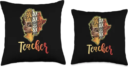 Vista 3 de Black Smart Teacher Afro Love Melanin African Almohada para mujer, 18 x 18 pulgadas, multicolor