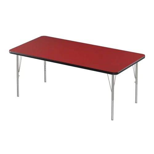 Vista 6 de Correll - Mesa rectangular de actividades para el aula de 30 x 60 pulgadas, altura ajustable (19-29 pulgadas), parte superior de granito gris, borde