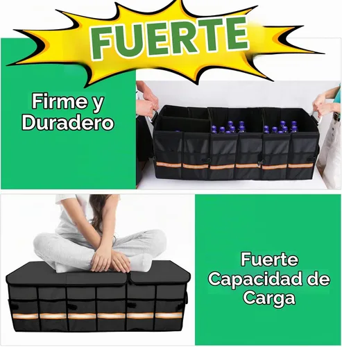 Vista 2 de Organizador de maletero, organizador de carga, almacenamiento de maletero, impermeable, plegable, duradero, múltiples compartimentos