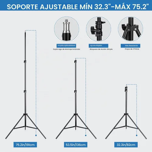 Vista 4 de HPUSN Softbox Kit de iluminación para fotografía, kit de iluminación Softbox de 30 x 30 pulgadas, 2 bombillas LED E27 Socket 5400K, luz de estudio